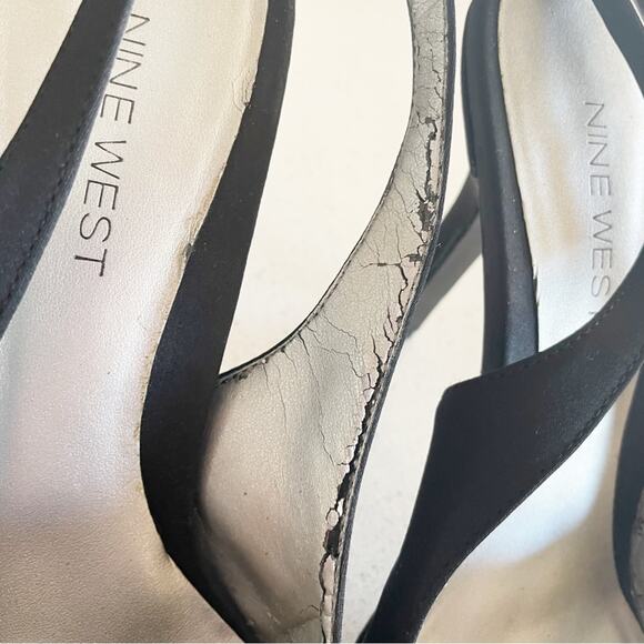 Nine West Black Slingback Heels Fabric Size 9 with 4.5” Heel Round Toe - Picture 4 of 11